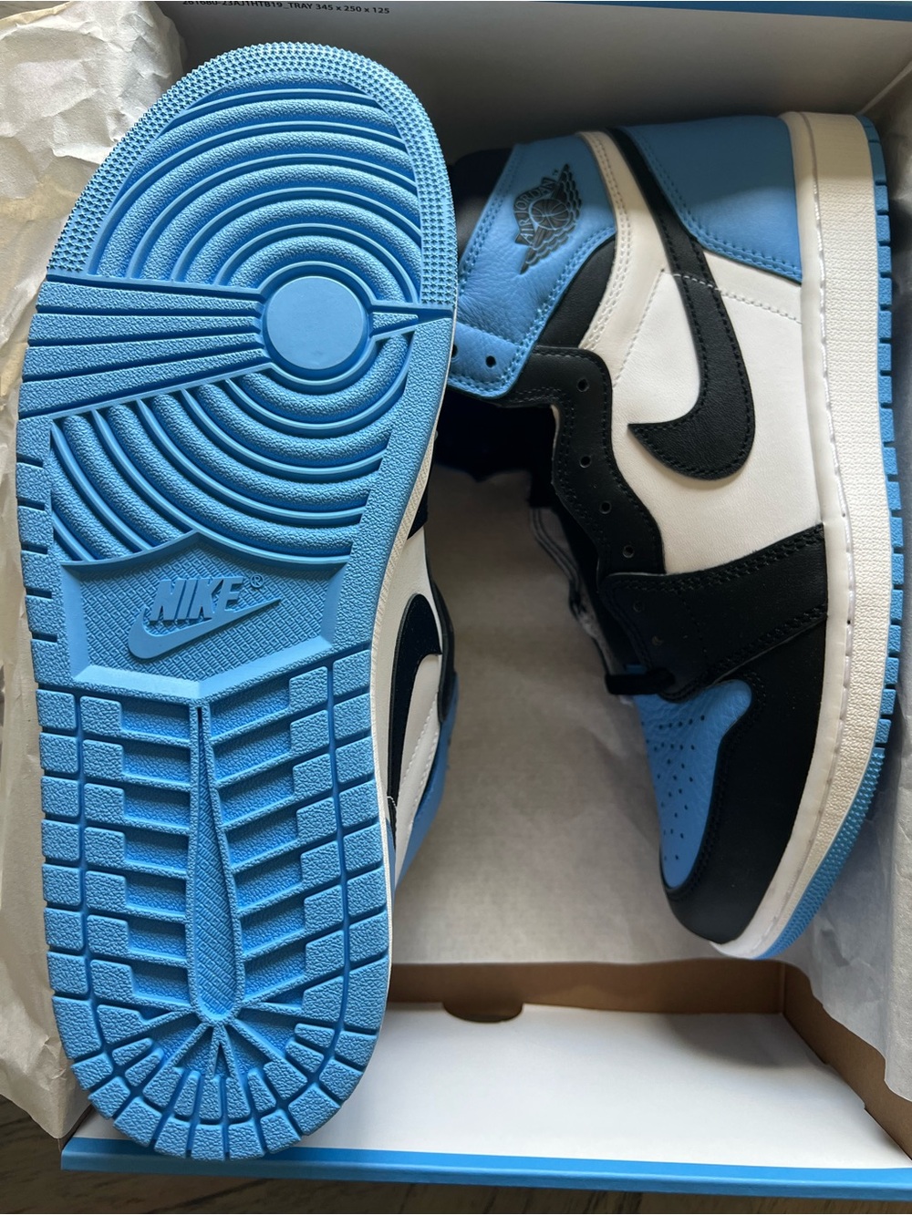 Jordan Air 1 High UNC RETRO— White / Black / University Blue - Picture 3 of 7